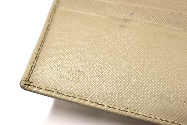 Prada White Saffiano Leather Bifold Medium Wallet