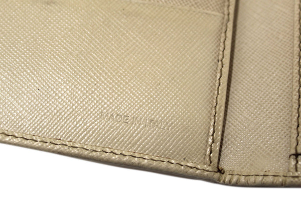 Prada White Saffiano Leather Bifold Medium Wallet