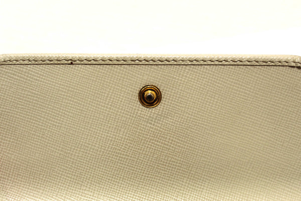 Prada White Saffiano Leather Bifold Medium Wallet