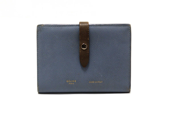 Celine Celine Blue/Grey Leather Multifunction Strap Wallet