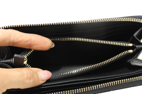Valentino Garavani Black Calfskin Rockstud Zippered Long Wallet
