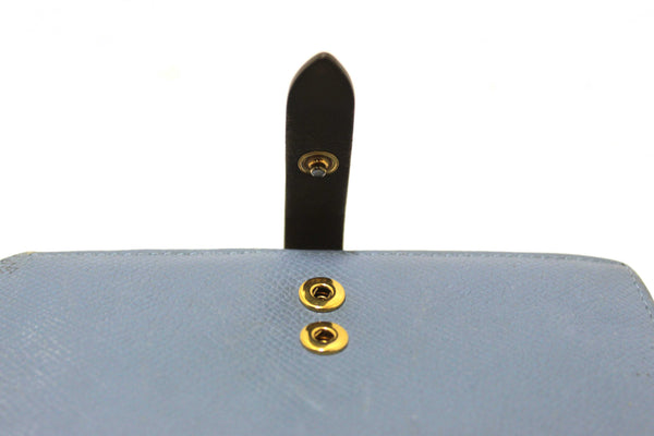 Celine Celine Blue/Grey Leather Multifunction Strap Wallet