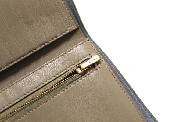 Celine Celine Blue/Grey Leather Multifunction Strap Wallet