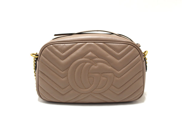 Gucci Porcelain Rose Marmont Matelassé Chevron Leather Small Shoulder Bag