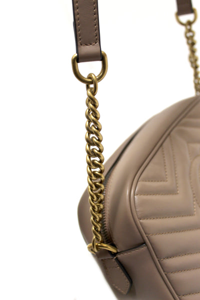Gucci Porcelain Rose Marmont Matelassé Chevron Leather Small Shoulder Bag