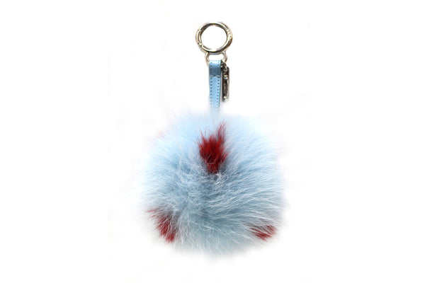 Fendi Blue/Red Fox Fur Pom-Pom Bag Charm