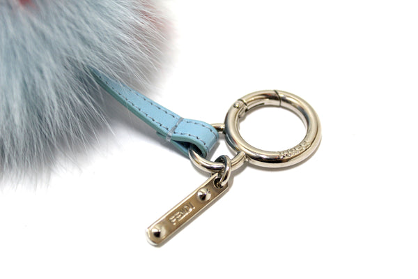 Fendi Blue/Red Fox Fur Pom-Pom Bag Charm