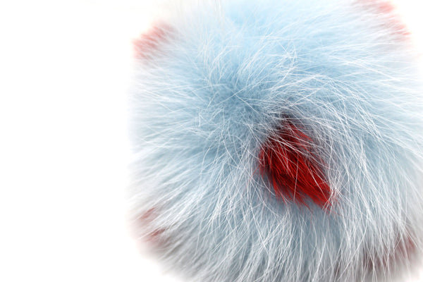 Fendi Blue/Red Fox Fur Pom-Pom Bag Charm