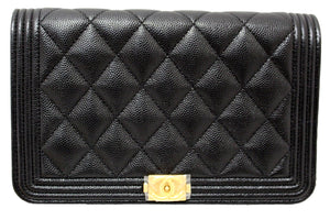 Chanel Black Caviar Quilted Leather Boy Wallet On Chain WOC | Italystation.com - Shop Now at italystation.com