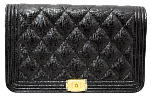 Chanel Black Caviar Quilted Leather Boy Wallet On Chain WOC | Italystation.com - Shop Now at italystation.com