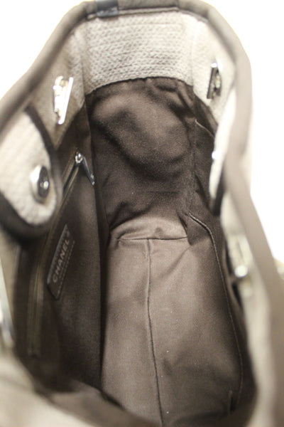 Chanel Grey Mixed Fibers Small Deauville Shopper Tote Bag