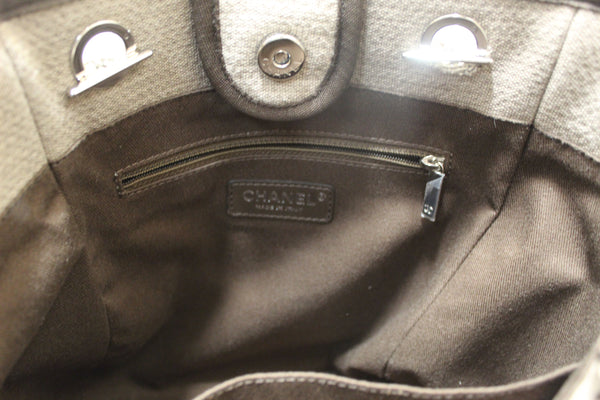 Chanel Grey Mixed Fibers Small Deauville Shopper Tote Bag