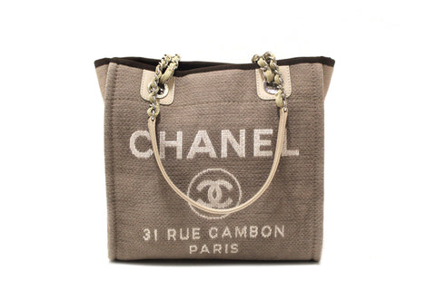 Chanel Grey Mixed Fibers Small Deauville Shopper Tote Bag