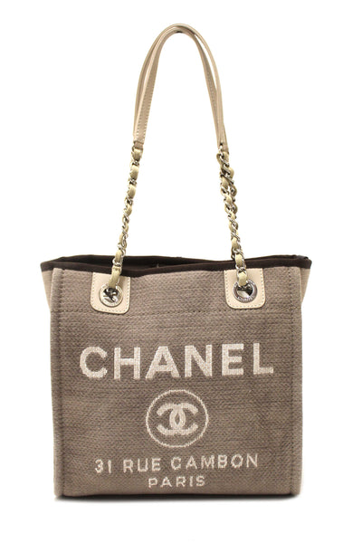 Chanel Grey Mixed Fibers Small Deauville Shopper Tote Bag