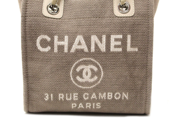 Chanel Grey Mixed Fibers Small Deauville Shopper Tote Bag
