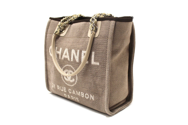 Chanel Grey Mixed Fibers Small Deauville Shopper Tote Bag