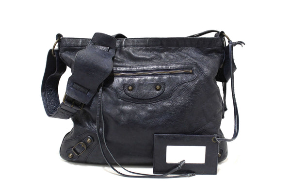 Balenciaga Blue Agneau Classic Hardware Flat Messenger