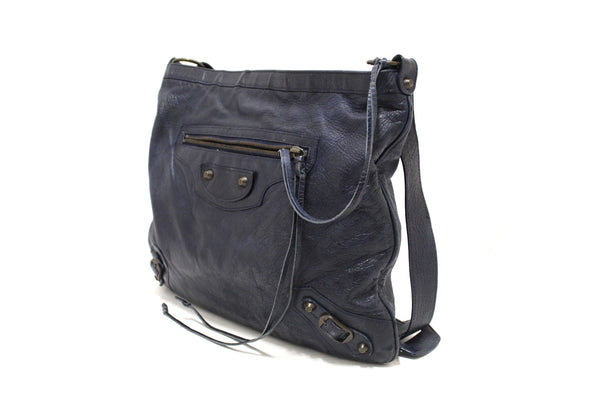 Balenciaga Blue Agneau Classic Hardware Flat Messenger