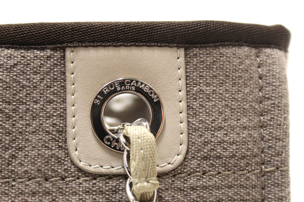 Chanel Grey Mixed Fibers Small Deauville Shopper Tote Bag