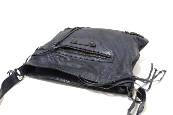Balenciaga Blue Agneau Classic Hardware Flat Messenger