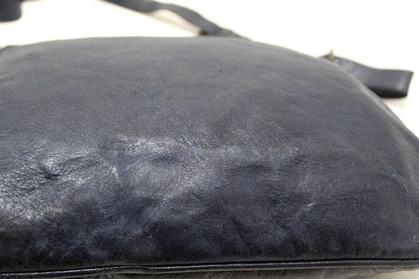 Balenciaga Blue Agneau Classic Hardware Flat Messenger