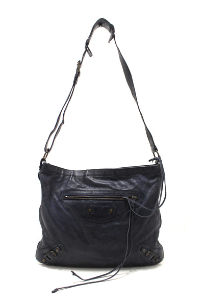 Balenciaga Blue Agneau Classic Hardware Flat Messenger