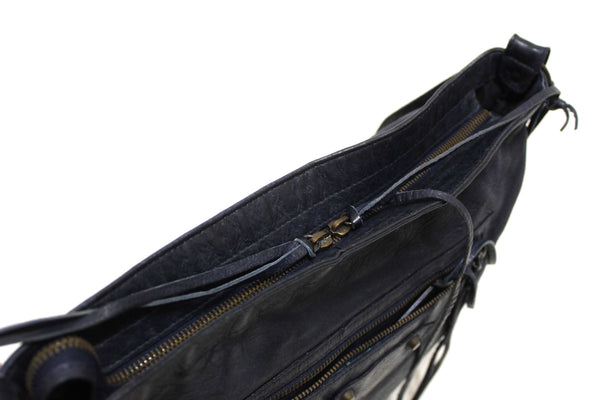 Balenciaga Blue Agneau Classic Hardware Flat Messenger