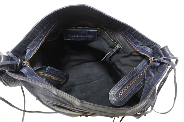 Balenciaga Blue Agneau Classic Hardware Flat Messenger