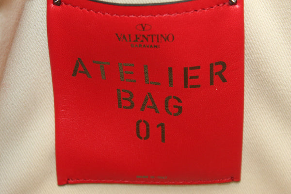 NEW  Valentino Garavani White Atelier Metal Stitch 01 Canvas Mini Tote Bag