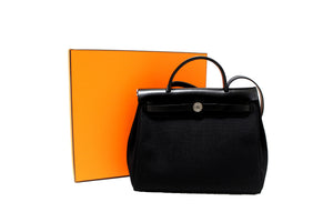 Hermes Black Vache Hunter Toile Herbag Zip 31 PM Bag