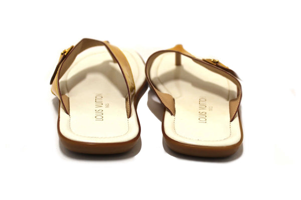Louis Vuitton Yellow Patent Leather Thong Slipper Sandals Shoes Size 36