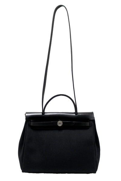 Hermes Black Vache Hunter Toile Herbag Zip 31 PM Bag