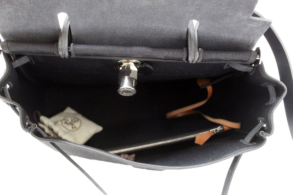 Hermes Black Vache Hunter Toile Herbag Zip 31 PM Bag