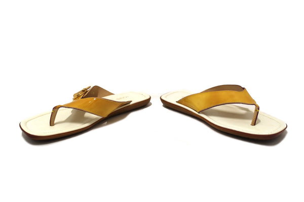 Louis Vuitton Yellow Patent Leather Thong Slipper Sandals Shoes Size 36