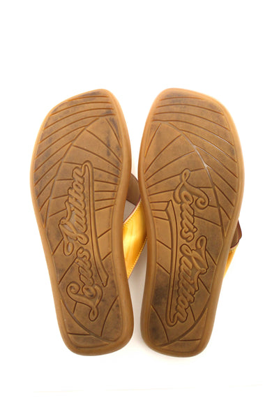 Louis Vuitton Yellow Patent Leather Thong Slipper Sandals Shoes Size 36