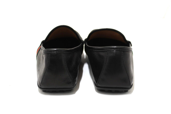 Gucci Black Calf Leather Kid's Driver with Web Detail Loafers Size 4.5