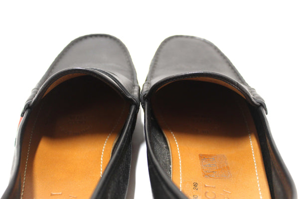 Gucci Black Calf Leather Kid's Driver with Web Detail Loafers Size 4.5