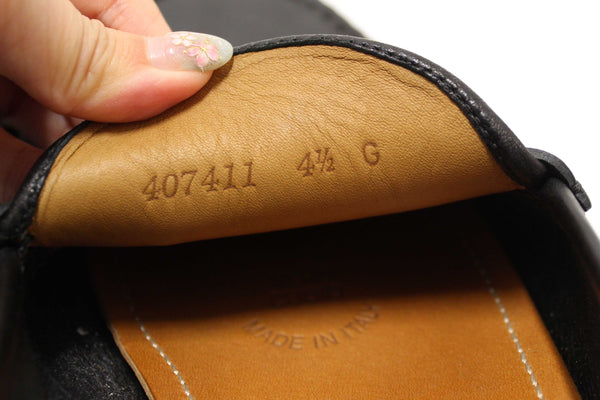 Gucci Black Calf Leather Kid's Driver with Web Detail Loafers Size 4.5