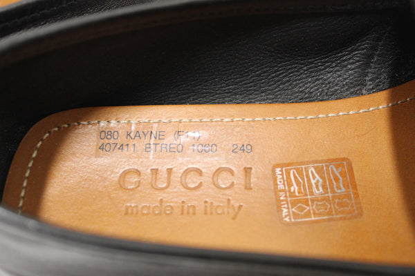 Gucci Black Calf Leather Kid's Driver with Web Detail Loafers Size 4.5