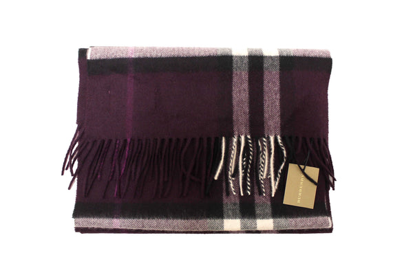 NEW Burberry Purple Plaid Cashmere Scarf