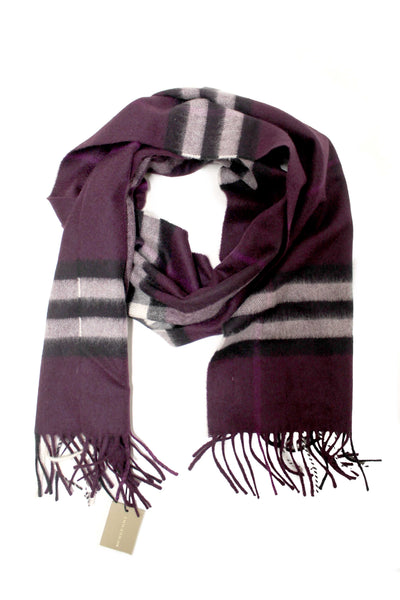 NEW Burberry Purple Plaid Cashmere Scarf