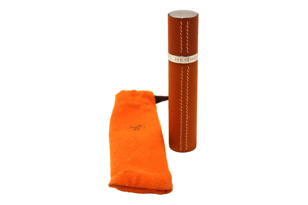 Authentic hermes orange leather perfume refillable case holder | Shop Now at Italystation.com