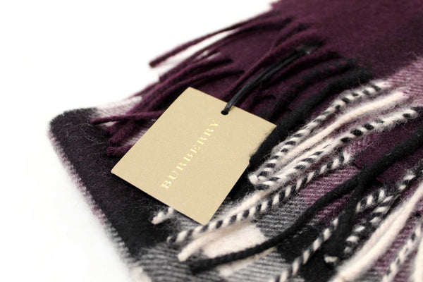 NEW Burberry Purple Plaid Cashmere Scarf