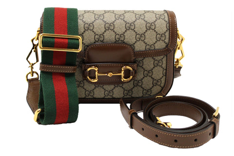 GUCCI New Gucci Brown Classic Supreme Canvas Horsebit Mini 1955 Should | Italystation.com - Shop Now at italystation.com