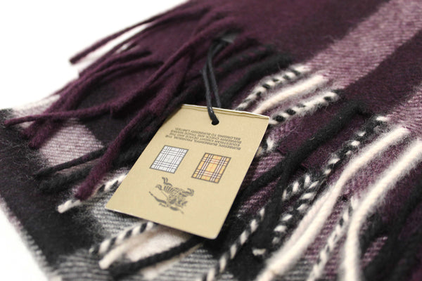 NEW Burberry Purple Plaid Cashmere Scarf