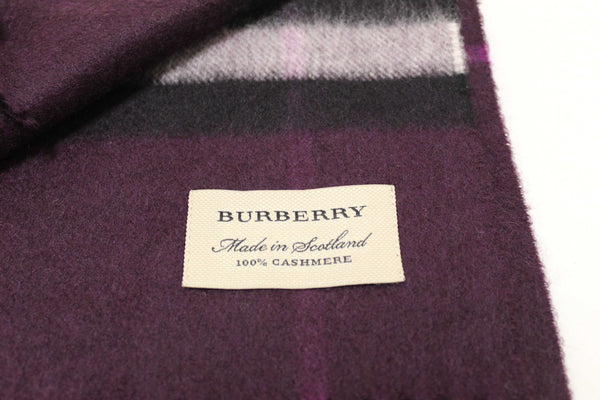 NEW Burberry Purple Plaid Cashmere Scarf