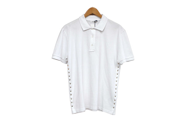 NEW Valentino Garavani White Cotton Studded Polo Shirt size L