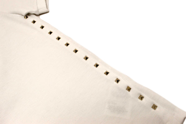 NEW Valentino Garavani White Cotton Studded Polo Shirt size L