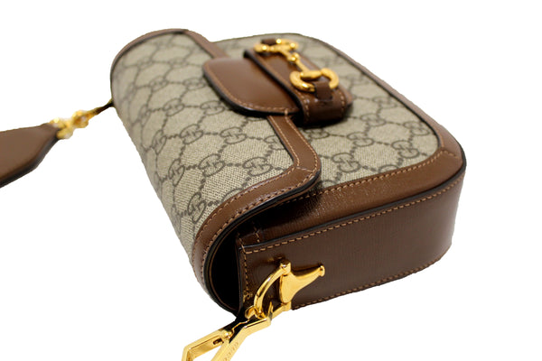 GUCCI New Gucci Brown Classic Supreme Canvas Horsebit Mini 1955 Should | Italystation.com - Shop Now at italystation.com