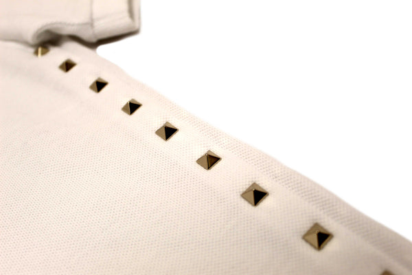 NEW Valentino Garavani White Cotton Studded Polo Shirt size L